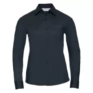 Russell Collection Ladies/Womens Long Sleeve Shirt (3XL) (French Navy)