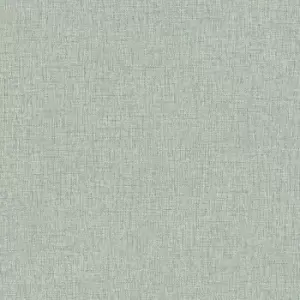 Grandeco Twill Plain Fabric Textured Green Wallpaper - wilko