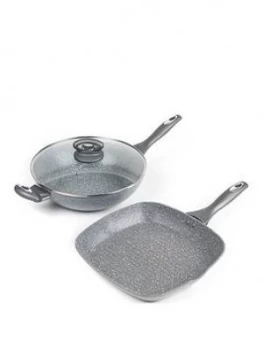 Salter Marble Collection Wok And Griddle Pan Set In Grey