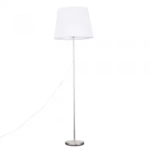 Charlie Brushed Chrome Floor Lamp with XL White Aspen Shade