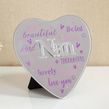 Mirror Heart Plaque with 3D Title - Nan
