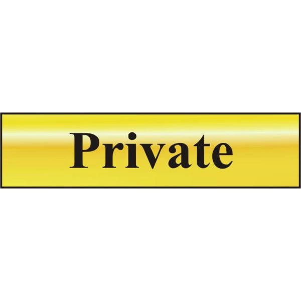 ASEC Private 200mm x 50mm Gold Self Adhesive Sign