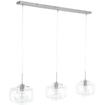 Sienna Lighting - Sienna Glass Light Straight Bar Pendant Ceiling Light Steel Brushed, Glass Transparent
