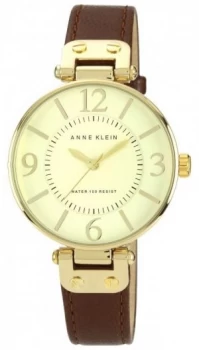 Anne Klein Womens Brown Leather Strap Gold Dial 10/N9168IVBN Watch