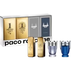 Paco Rabanne Miniature Gift Set 5ml Invictus Eau de Toilette + 5ml Invictus Legend Eau de Parfum + 5ml 1 Million Eau de Toilette + 5ml 1 Million Parfu
