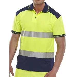 BSeen Polo Shirt Hi Vis Polyester Two Tone 3XL YellowNavy Ref