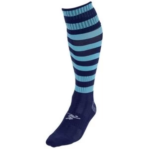 Precision Hooped Pro Football Socks Navy/Sky - UK Size 3-6