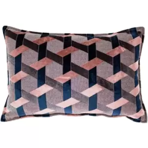 Delano Lattice Cushion Cover (One Size) (Blush Pink/Navy) - Blush Pink/Navy - Paoletti