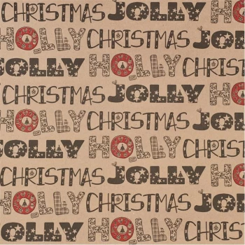The Unique Paper Company Jolly Xmas Wrap - Holly Jlly Krft