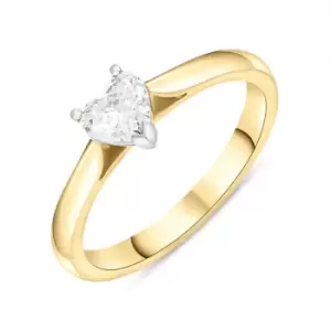18ct Yellow Gold 0.42ct Diamond Heart Cut Solitaire Ring