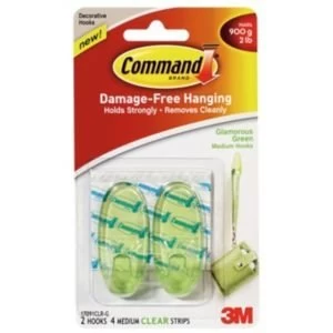3M Command Green Plastic Hooks Pack of 2