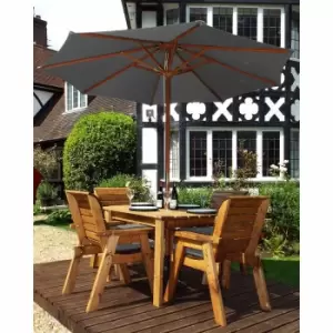 Charles Taylor Four Seater Rectangular Table Set with Parasol, Grey