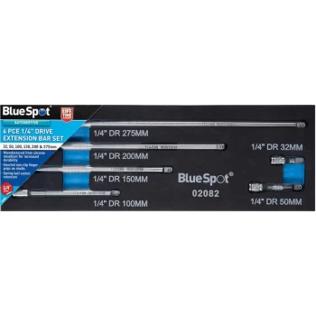 Bluespot - 02082 6 Piece 1/4' Drive Extension Bar Set