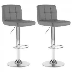 Neo Dark Grey Faux Leather Bar Stools With Polished Chrome Legs Set Of Two