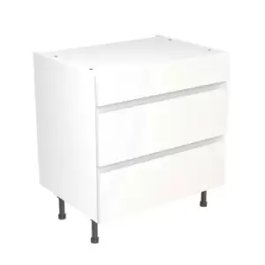 KitchenKIT J-Pull Handleless 80cm 3-Drawer Unit - Gloss White