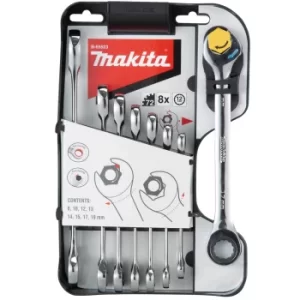 Makita 8 Piece Ratchet Combination Spanner Set