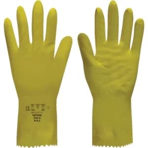 027 Optima Yellow M/Weight Rubber Gloves 10