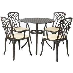 Charles Bentley 5 Piece Metal Stamford Patio Set With Cushions
