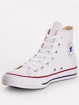 Converse Chuck Taylor All Star Leather Hi Top, White, Size 3, Women