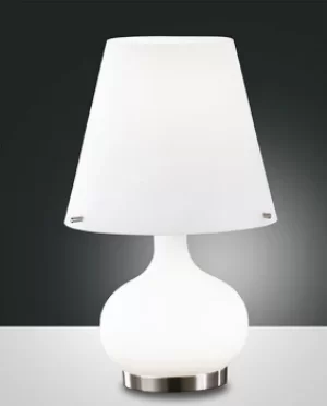Ade Table Lamp with Round Tapered Shade White Glass, G9