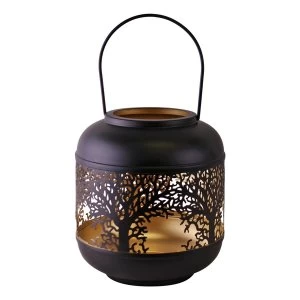 Tree Of Life Cutout Design Black Candle Lantern