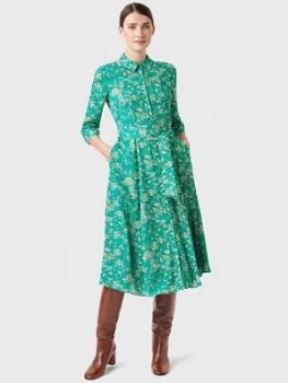 HOBBS Printed Shirt Dress - Green/Multi, Green, Size 14, Women