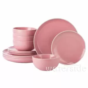 12 Piece Halo Bubble Gum Pink Dinner Set