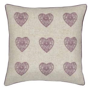 Catherine Lansfield Vintage Hearts Cushion - Heather