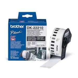 Brother DK22210 Original Continuous Paper Tape 29mm x 30.48m Black on White