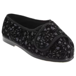 GBS Nola Extra Wide Fit Ladies Slipper / Womens Slippers (3 UK) (Black)