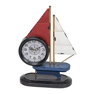 HOMETIME? Metal Mantel Clock - Sailing Boat