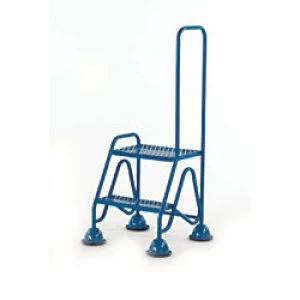 FORT Ladder with Mesh Tread and Looped Handrail 2 Steps Blue Capacity: 150 kg