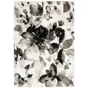 Origins Watercolour Rug Floral Grey 80 x 150cm