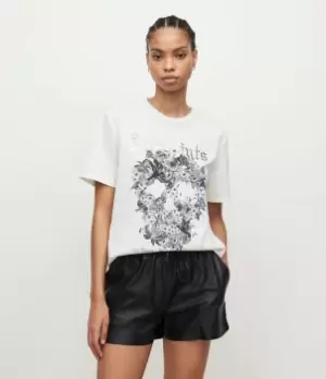 AllSaints Womens Elisi Oversized Boyfriend T-Shirt, Chalk White, Size: S