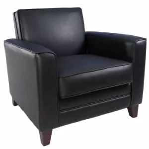 Teknik Office Newport Leather Faced Reception Armchair, Black