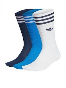 adidas Originals 3 Pack of Solid Crew Sock - Multi, Size 5.5-8, Men
