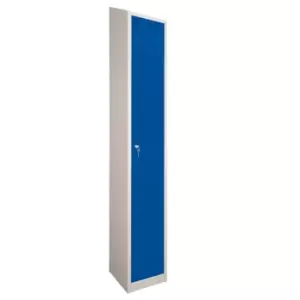 1 Door Locker, 300X450, Grey Carcass/Blue Doors, Sloping Top, Camlock