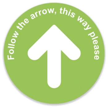 Social Distance Floor Marker - Green Circle with Arrow (400 X 400mm)