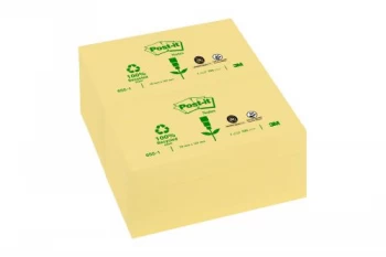 Post-it Notes Recycled 76 x 127mm Canary Yellow Pack of 12 655-1Y