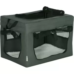 48.5cm Pawhut Foldable Pet Carrier w/ Cushion, for Miniature Dogs - Grey - Grey