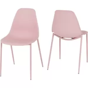 Pair Of Lindon Dining Room Chairs Pink Plastic - Seconique