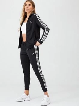 Adidas 3 Stripe Tracksuit - Black, Size XL, Women