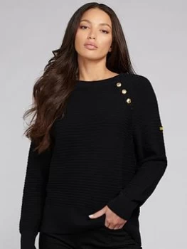 Barbour International Stud Detail Knitted Jumper - Black, Size 8, Women