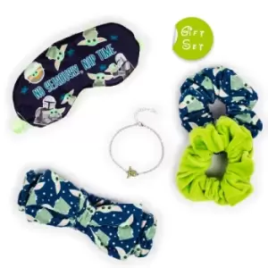 Disney Baby Yoda Spa Set - Zip Cosmetic Pouch, Sleep Mask, Hair Towel, Pair of Scrunchies and Jewellery Bracelet VS700685L