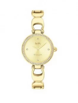 COACH Coach Gold Sunray Crystal Set Dial Gold Stainless Steel Bracelet Ladies Cocktail Watch, One Colour, Women