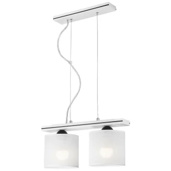 Lamkur Lighting - Sofia Bar Pendant Ceiling Light With Fabric Shade, White, 2x E27