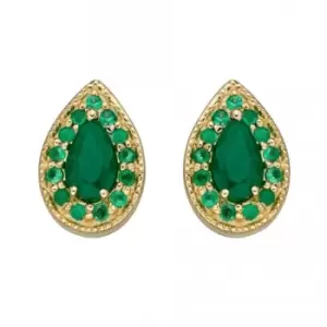 9ct Yellow Gold Teardrop Emerald Stud Earrings GE2397G