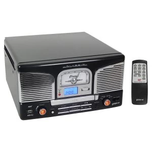 Groov-e Music Centre Vinyl Record Player with CD USB and FM Radio - Black