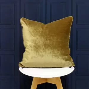 Luxe Soft Faux Velvet Piped Cushion Cover, Gold, 55 x 55cm - Riva Paoletti