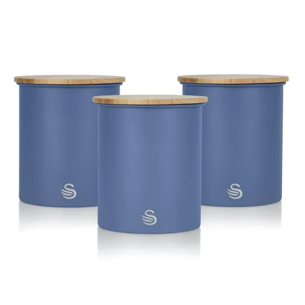 Swan Blue Nordic Set of 3 Storage Canisters